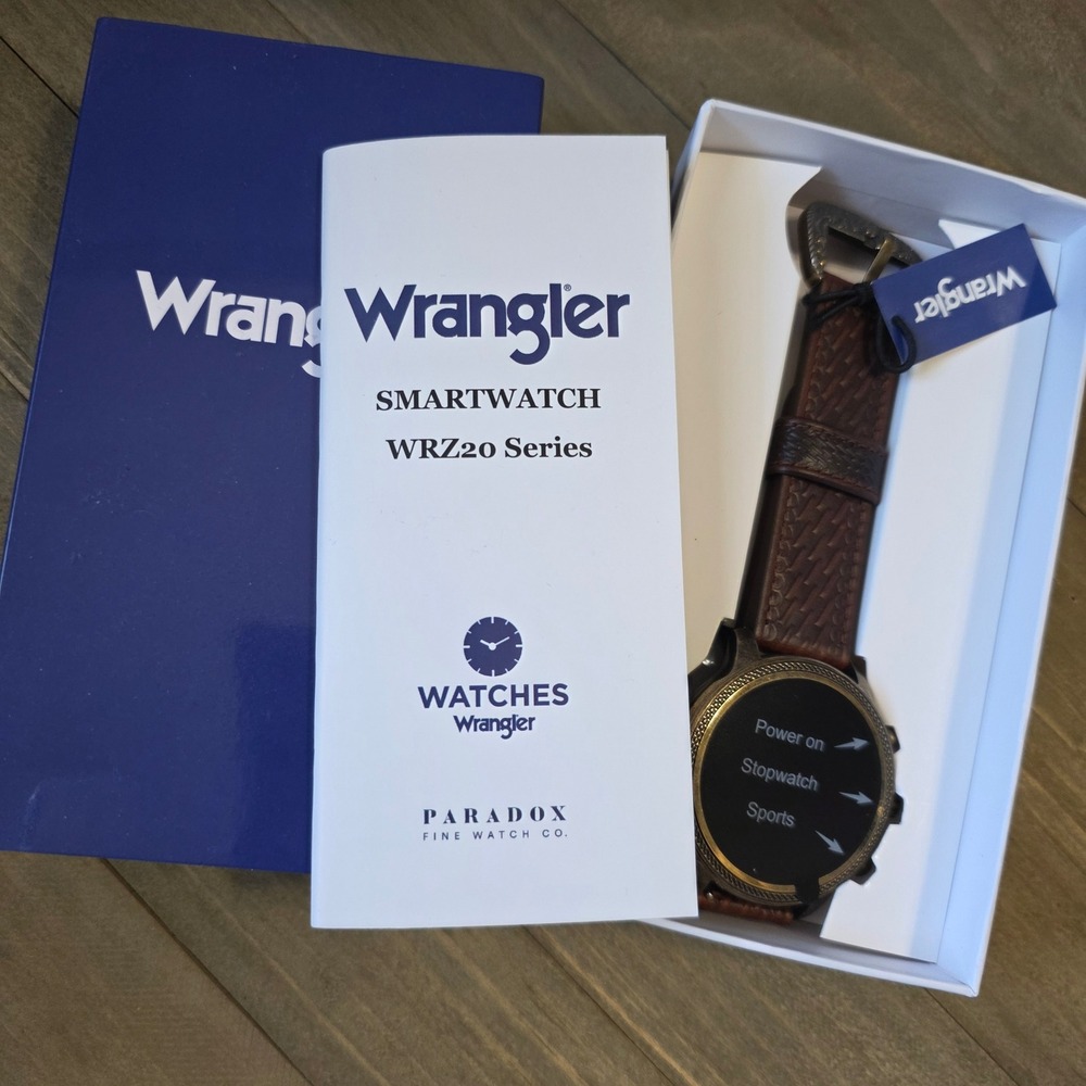 Wrangler‎ WRZ20 Series Smartwatch Brown Leather Basketweave Strap Western Buckle